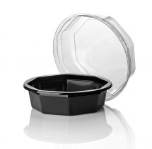 APET salad tray octagon BLACK