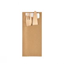 Ecoecho Sacchetto & white napkin incl wooden cutlery