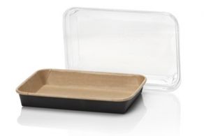 Kraft sushi tray brown/black 165x115 + lid 