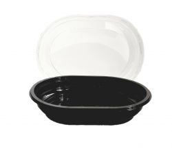 PET Ellips Cup 150cc Black + Lid Trp