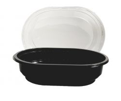 PET Ellips Cup 250cc Black + Lid TRP