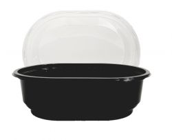 PET Ellips Cup 300cc Black + Lid Trp