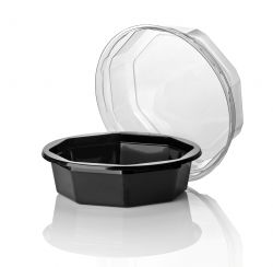 APET salad tray octagon BLACK