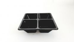 PET Square Tapas-tray 4-comp BLACK