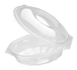 RPET salad bowl + hinged lid 375cc TRP
