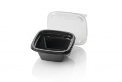 Dome Pack 135x135 375cc RPET BLACK + lid TRP