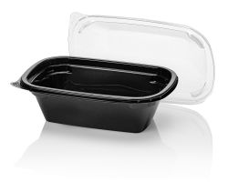 DomePack 190x125 500cc RPET BLACK + lid TRP