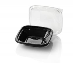 Dome Pack 190x190 500cc RPET BLACK + lid TRP