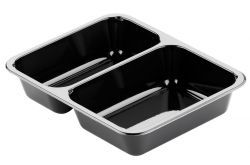 CPET tray 2C 226x176x43mm BLACK