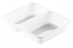 CPET tray 2C 226x176x43mm WHITE