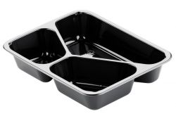 CPET tray 3C 226x176x43mm BLACK