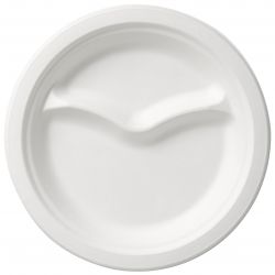 Dinner plate Bagasse 22cm 2-Comp. bleached