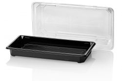 Sushi Tray black 171x91+ lid TRP RPET combi