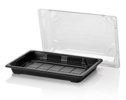 Eco-Products PLA Black Lid Sushi Tray - 6 x 9 x 1.75 - EP-SH3-CPK -  600/Case - US Supply House